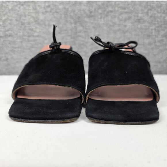 CHARLES DAVID BLACK SUEDE OPEN-TOE SANDALS – BOW DETAIL – MADE IN ITALY – SIZE 6 - Picture 8 of 16